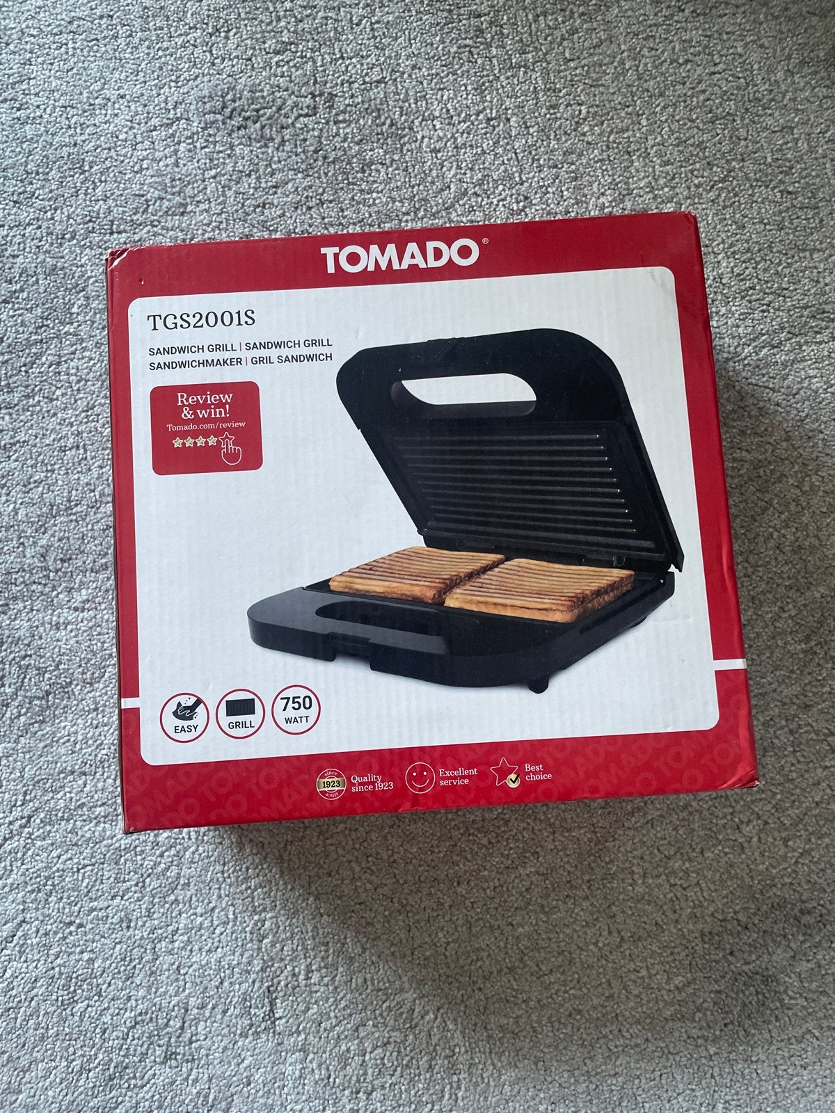 Tomado TGS2001S Sandwichmaker - Tosti-ijzer en Grill, Witgoed en Apparatuur, Contactgrills, Ophalen of Verzenden, Nieuw