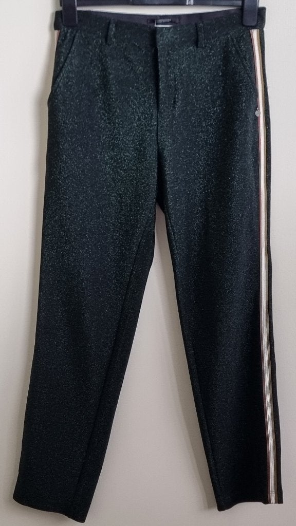Scotch & Soda zwarte broek met groene glittertjes mt. S, Kleding | Dames, Zwart, Scotch & Soda, Ophalen of Verzenden, Zo goed als nieuw