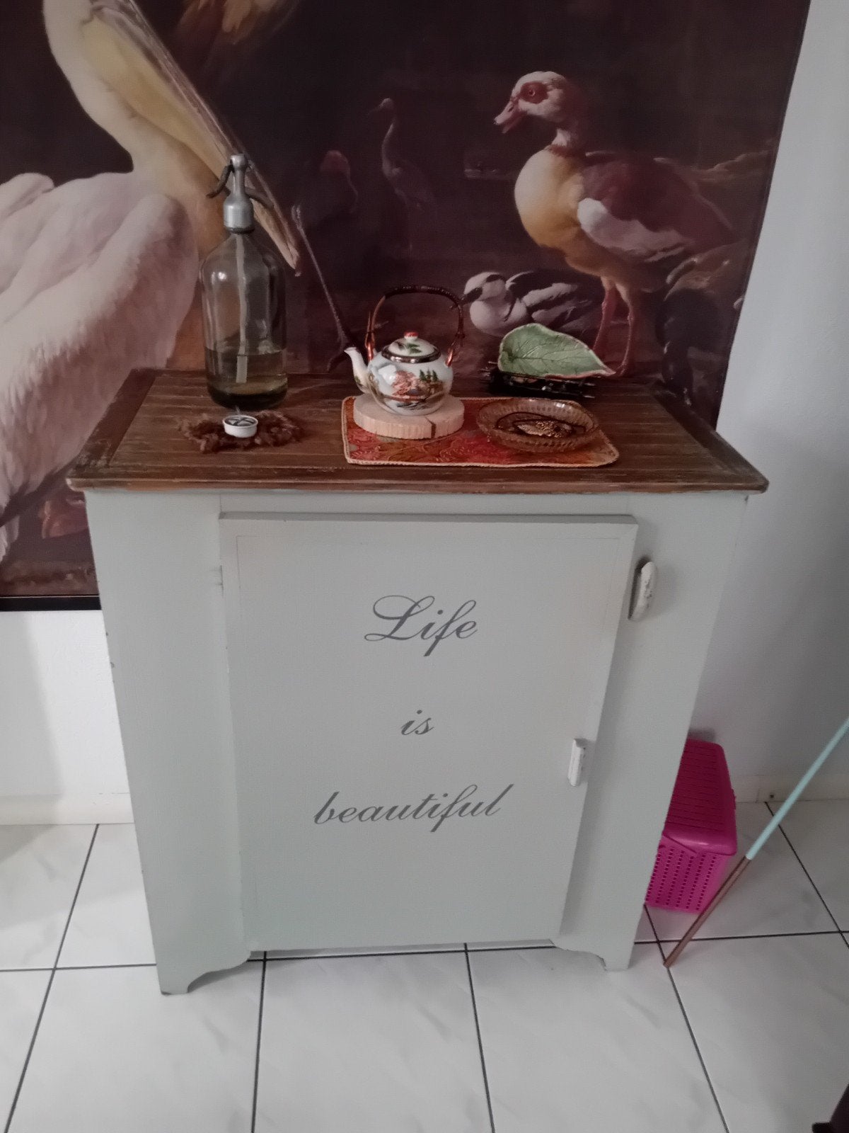 Scandinavisch grijs kastje - 92x80x40 cm wil je ruilen  ???, Huis en Inrichting, Ophalen, Zo goed als nieuw