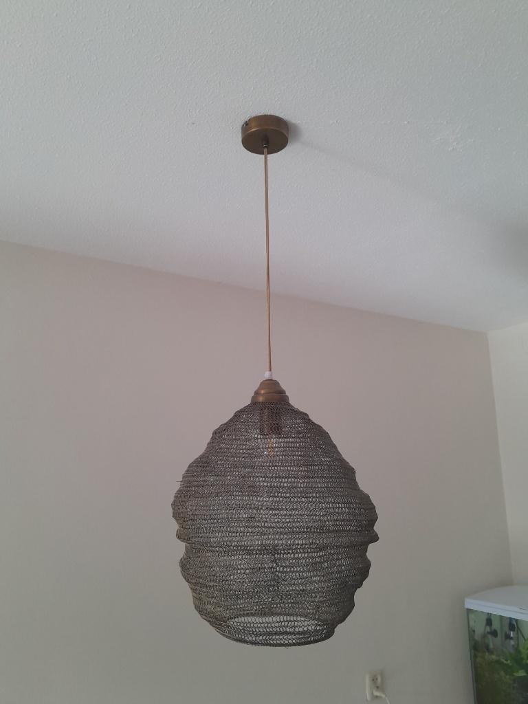 Nog in zeer goede staat metalen hanglamp,koopje, Huis en Inrichting, Ophalen, Zo goed als nieuw, Minder dan 50 cm