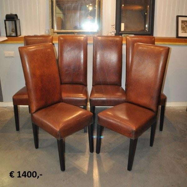 Schapenleren hockers, banken, stoelen en fauteuils, Twee, Bruin, Leer, Ophalen of Verzenden