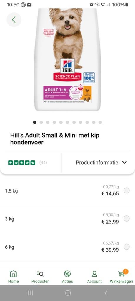 Droogvoer kleine honden 1 tot 6 jaar, Ophalen, Hond