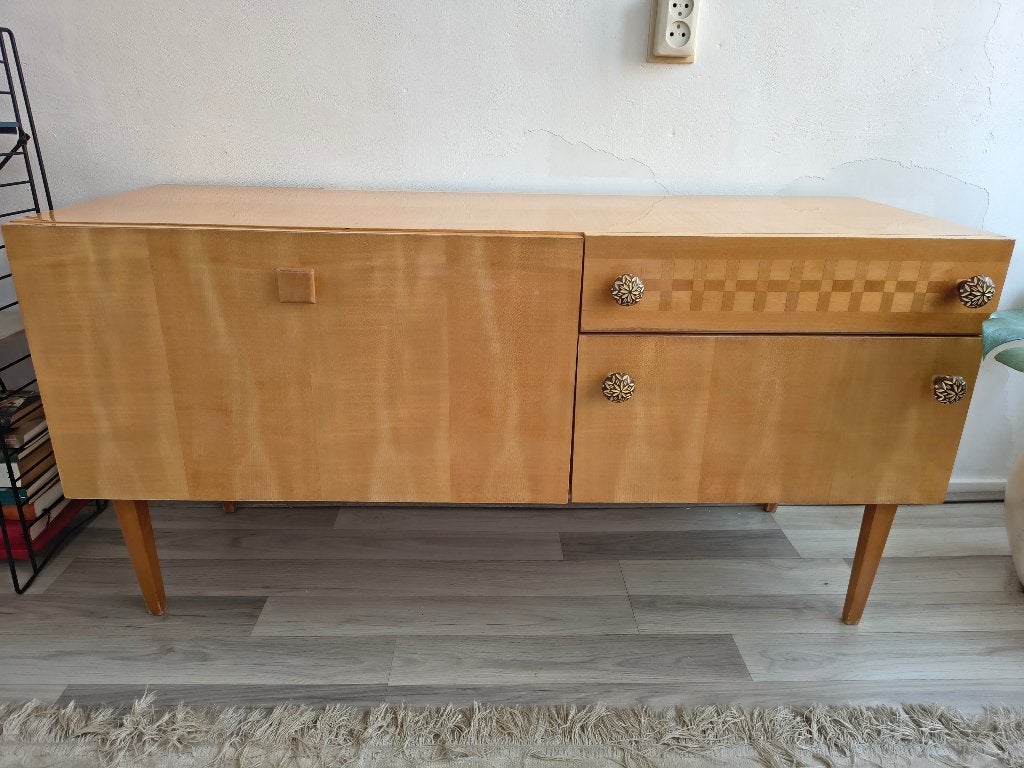 Vintage licht houten tv-kast / dressoir – Mid-century, Huis en Inrichting, Onbekend, Ophalen of Verzenden, Zo goed als nieuw, Onbekend