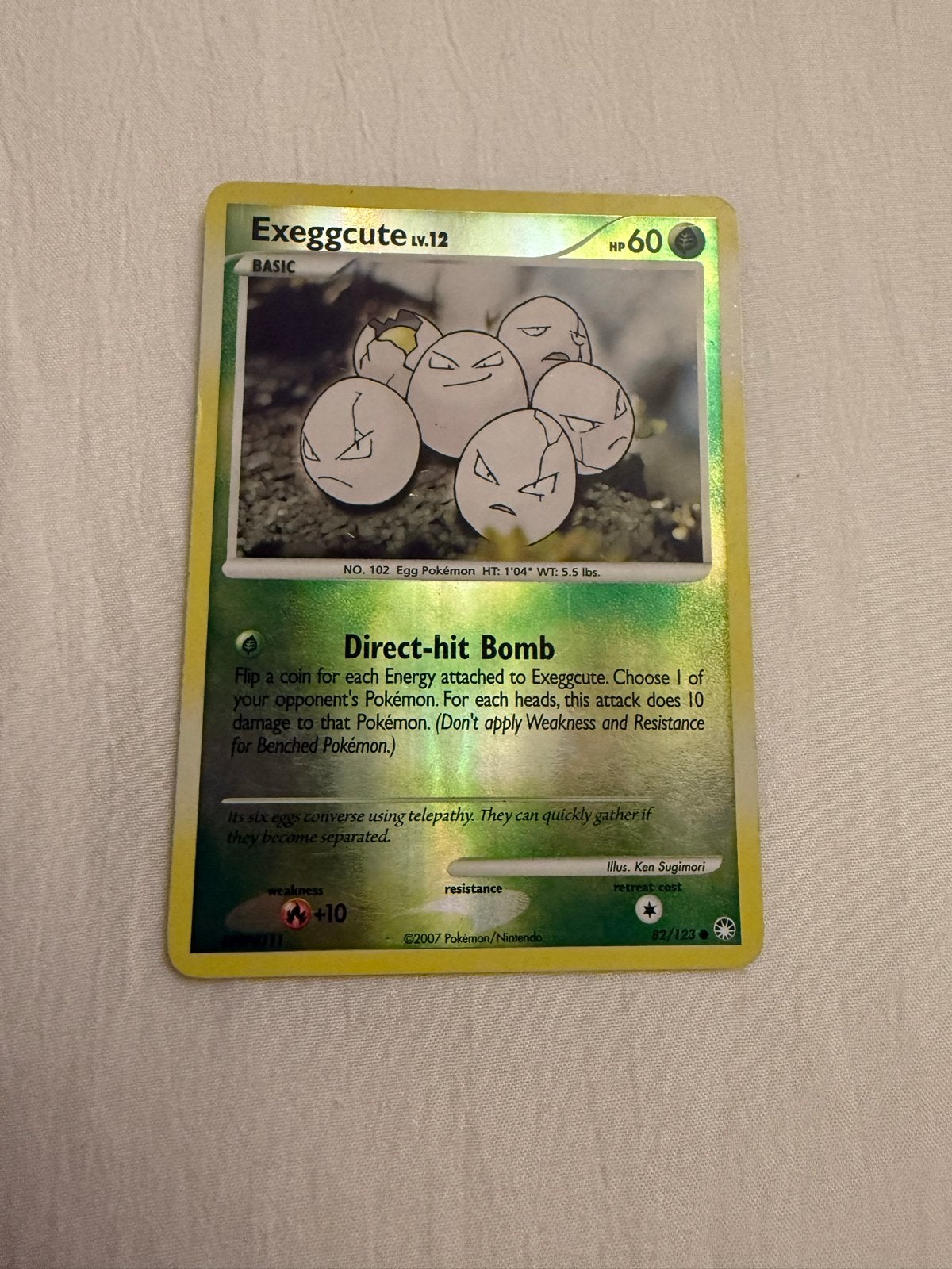Pokémon Kaart reverse holo Exeggcute 82/123, Ophalen of Verzenden, Zo goed als nieuw, Losse kaart