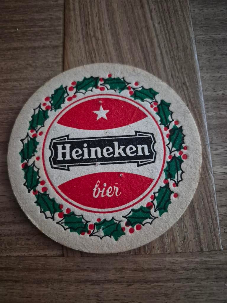 Heineken Kerst Bierviltje - Uniek verzamelobject, Ophalen of Verzenden, Gebruikt, Viltje(s), Heineken