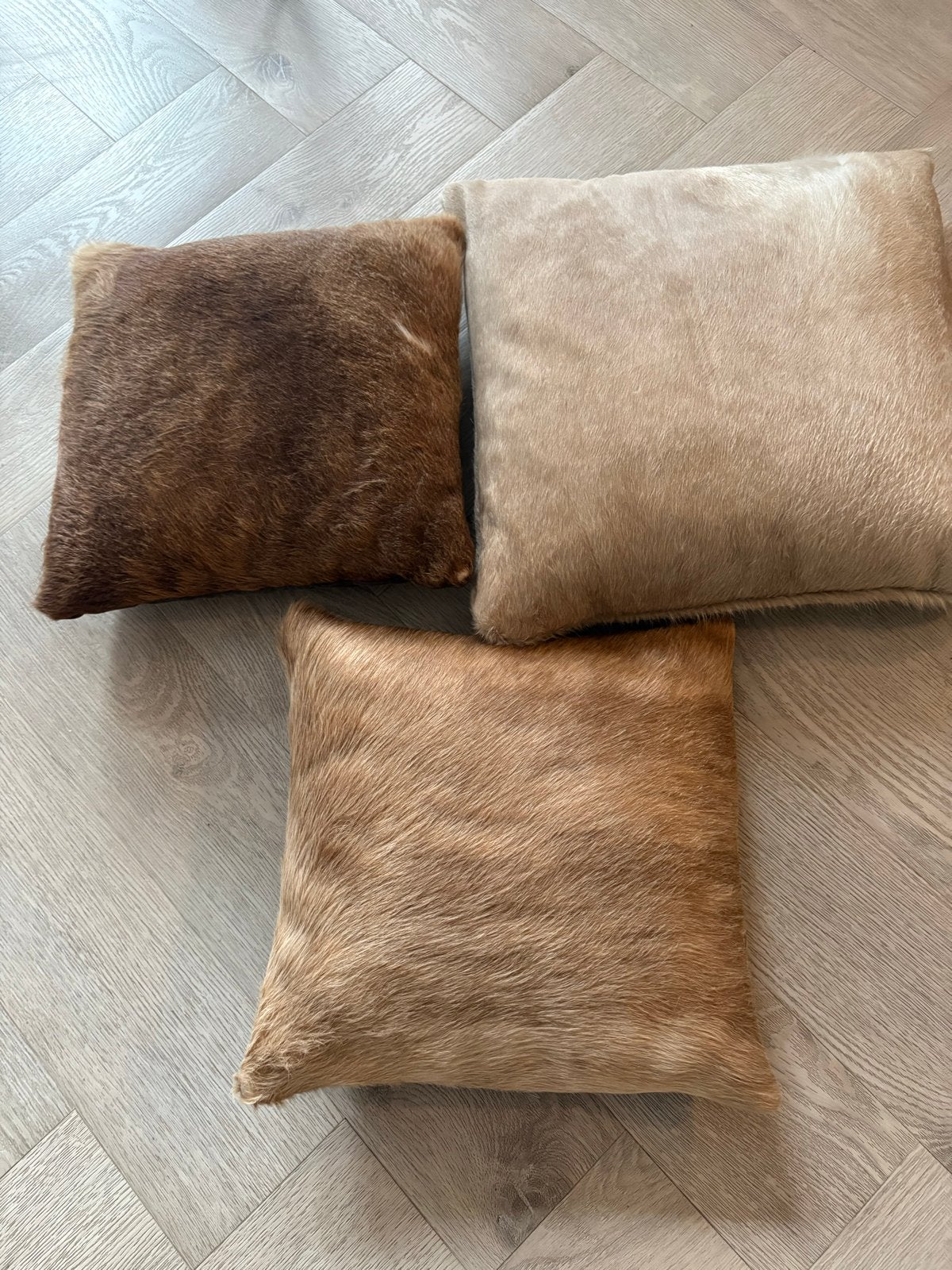 Set van 3 koeienhuid sierkussens - diverse kleuren, Ophalen, Overige merken, Meerkleurig, Vierkant