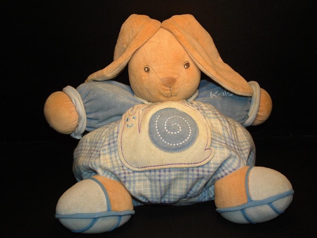KALOO KONIJN BOL VELOURS LICHTBRUIN MET BLAUW/WIT, Verzenden, Nieuw, Overige typen