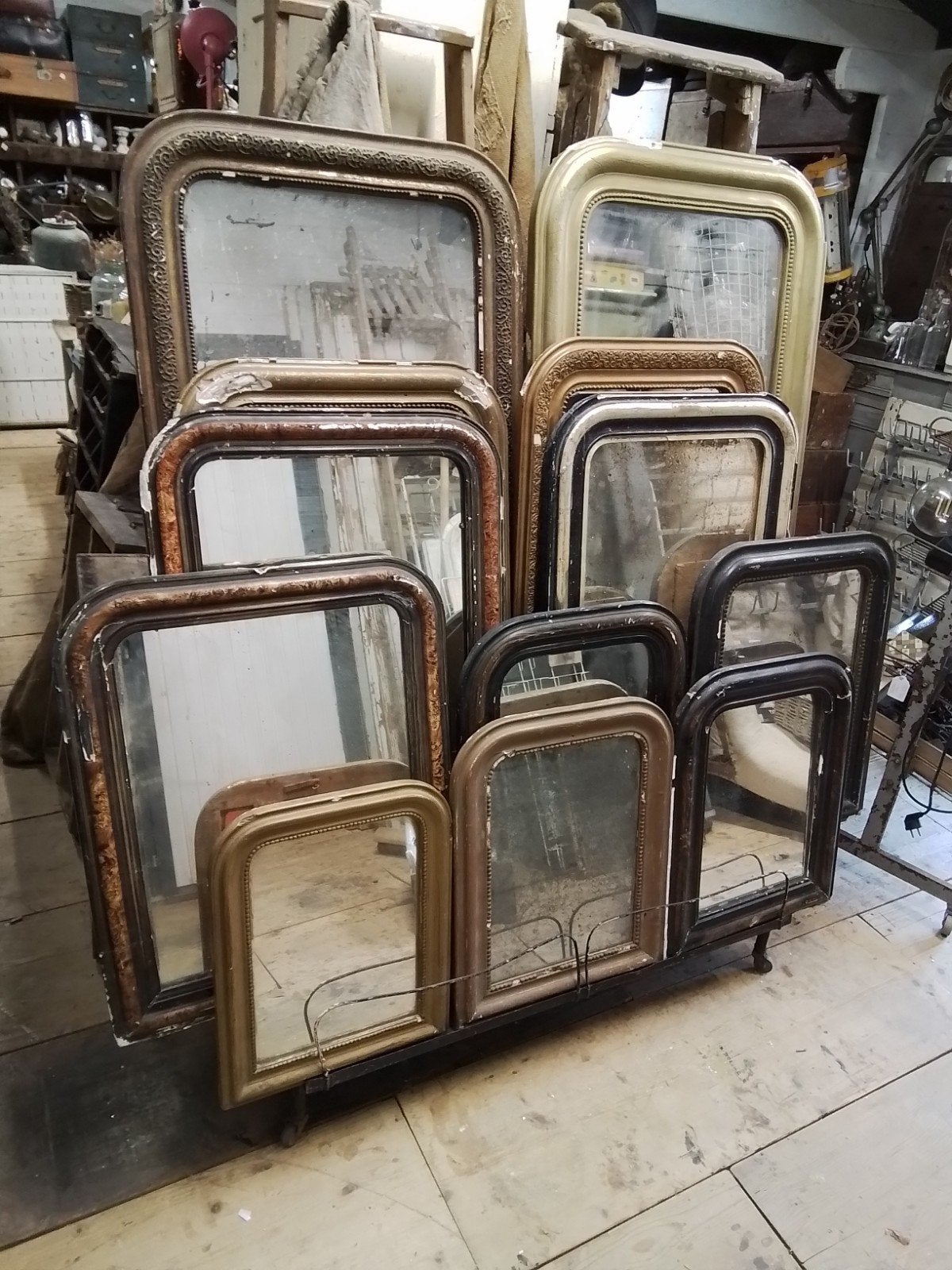 Brocante antieke spiegel spiegels, Ophalen of Verzenden, Rechthoekig