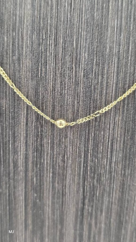 Gouden figaro collier met bolletjes                      G98, Gebruikt, ., Ophalen of Verzenden, .