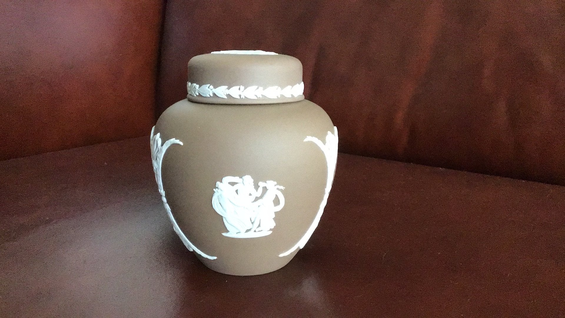 Wedgwood Jasper bruin gemberpotje met deksel, Ophalen of Verzenden