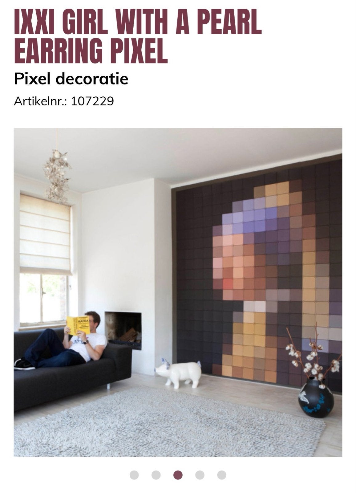 IXXI Meisje met de Parel Pixel Art - 224x252 cm, Huis en Inrichting, Ophalen, Kunststof, Modern, Gebruikt