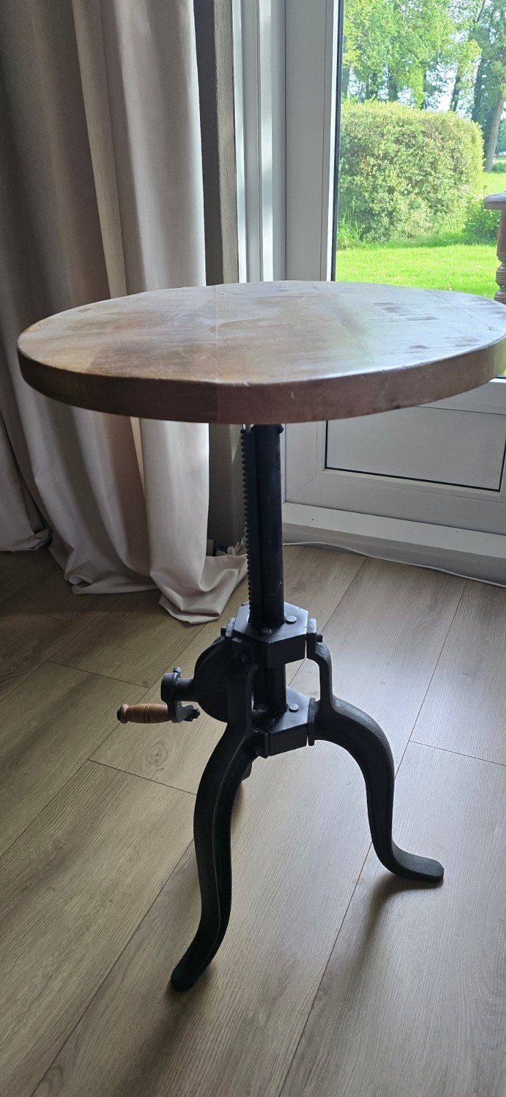 In hoogte verstelbare bijzettafel - Industrieel design, Ophalen, Minder dan 55 cm, Gebruikt, Rond