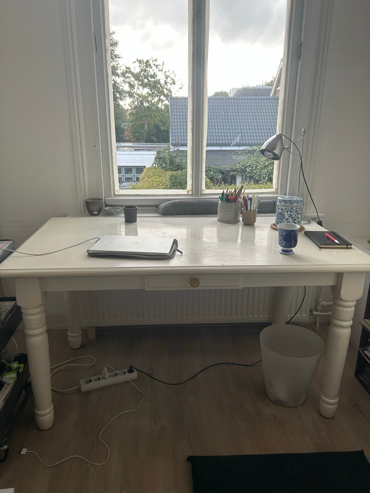 Grenen tafel, wit gelakt - gratis af te halen in Velp, Ophalen, Gebruikt, 50 tot 100 cm, Grenenhout