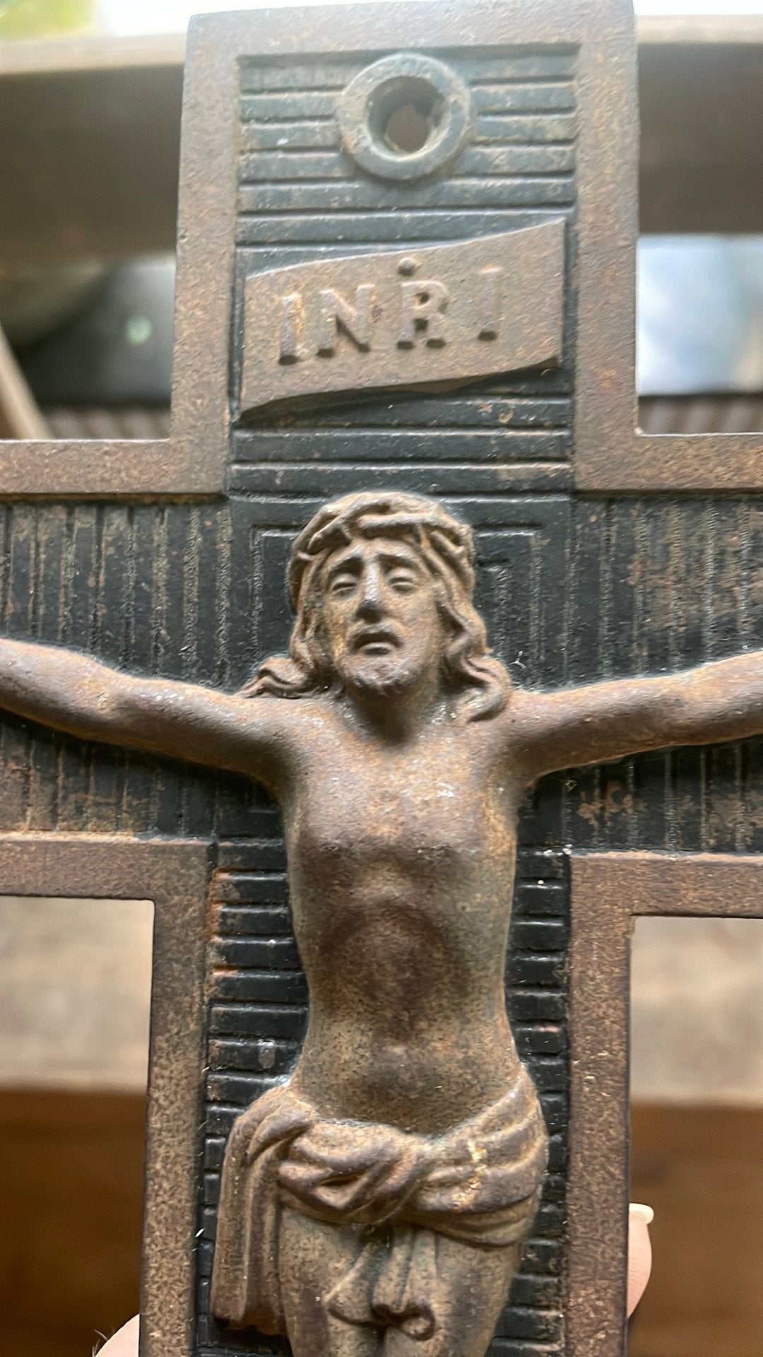 Antiek ijzeren Kruisbeeld Jezusfiguur, Ophalen