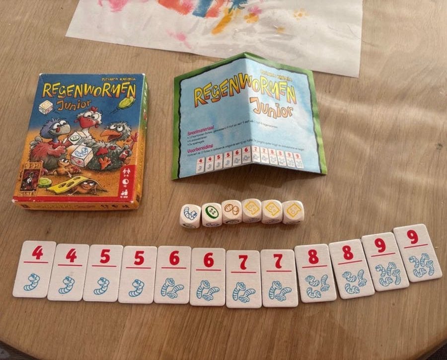 Regenwormen Junior - Leuk dobbelspel voor kinderen, Drie of vier spelers, Ophalen of Verzenden, Zo goed als nieuw