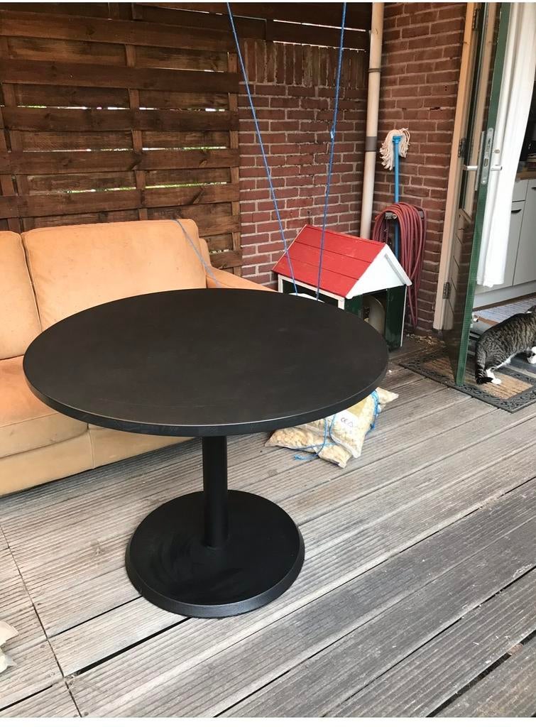 Ronde zwarte eettafel 90cm, Huis en Inrichting, Tafels | Eettafels, Gebruikt, 50 tot 100 cm, Drie personen, Rond, Overige materialen