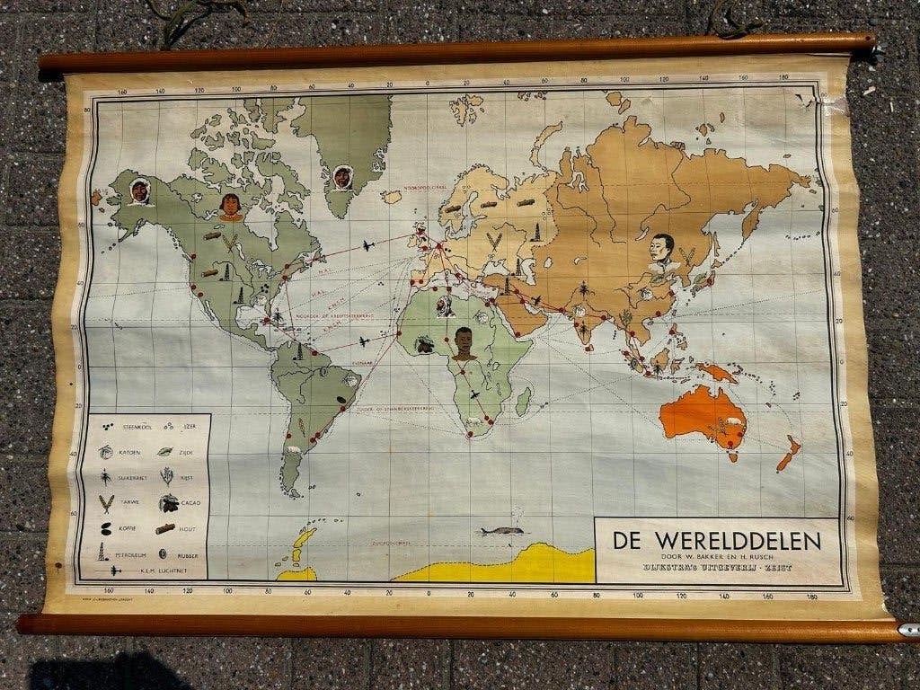 Wereldkaart met werelddelen, Ophalen of Verzenden, Aardrijkskunde