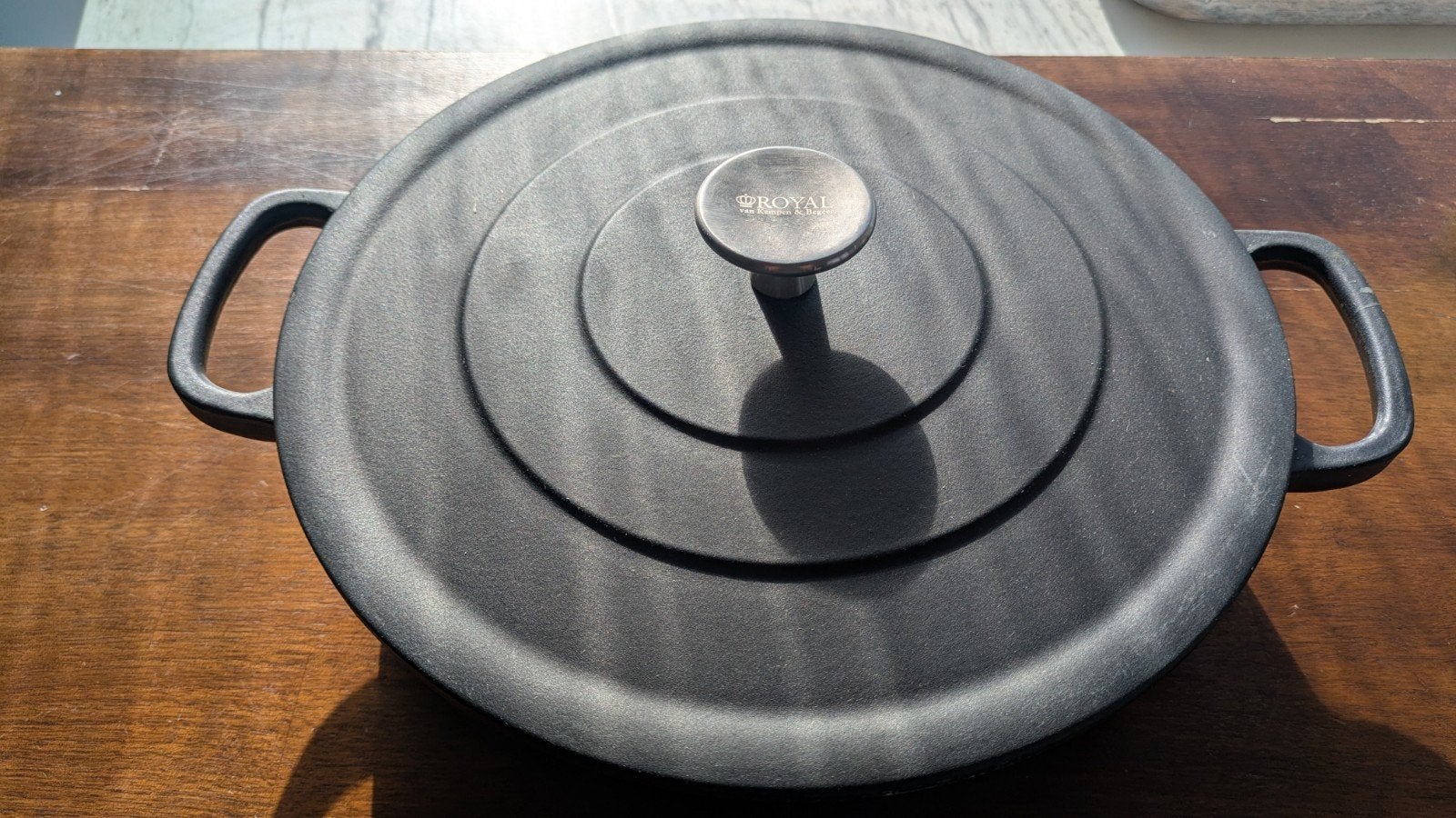 Royal van Kempen & Begeer braadpan 28cm matzwart, Ophalen, Braadpan, Met deksel, Zo goed als nieuw