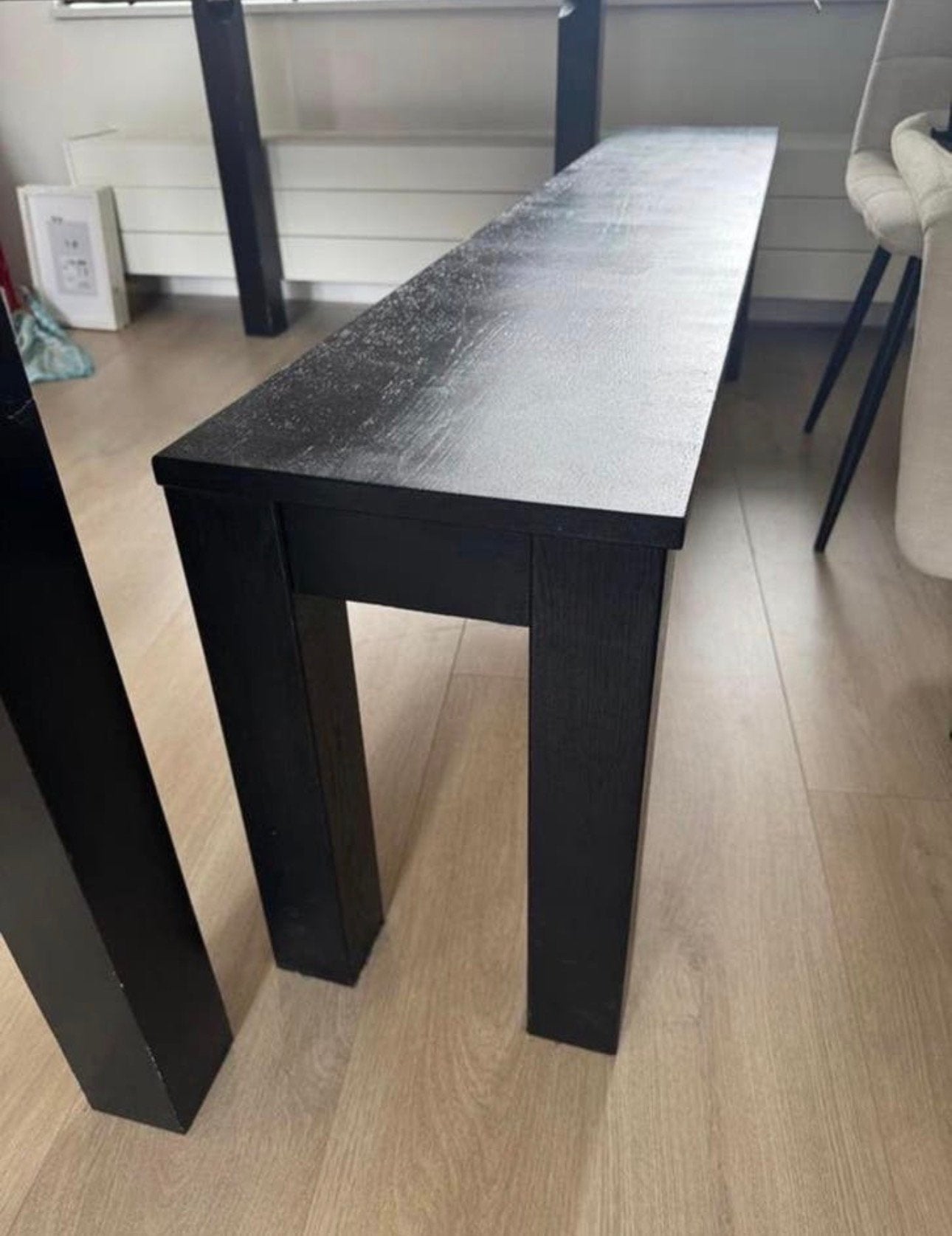 Zwart bankje - modern design, 159x29x46 cm, Ophalen, Gebruikt, Zwart