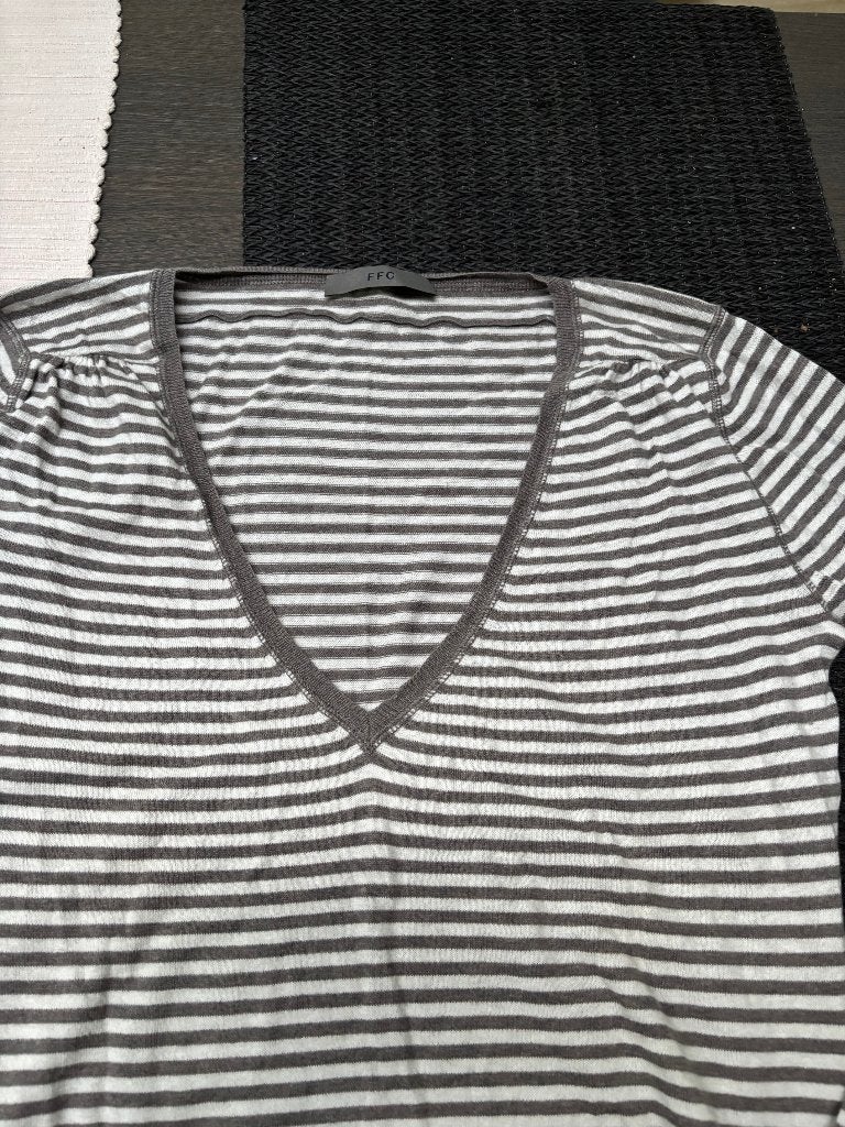 FFC trui taupe -ivoor streep dames 40-42-44, Overige kleuren, Verzenden, Maat 42/44 (L), Gedragen