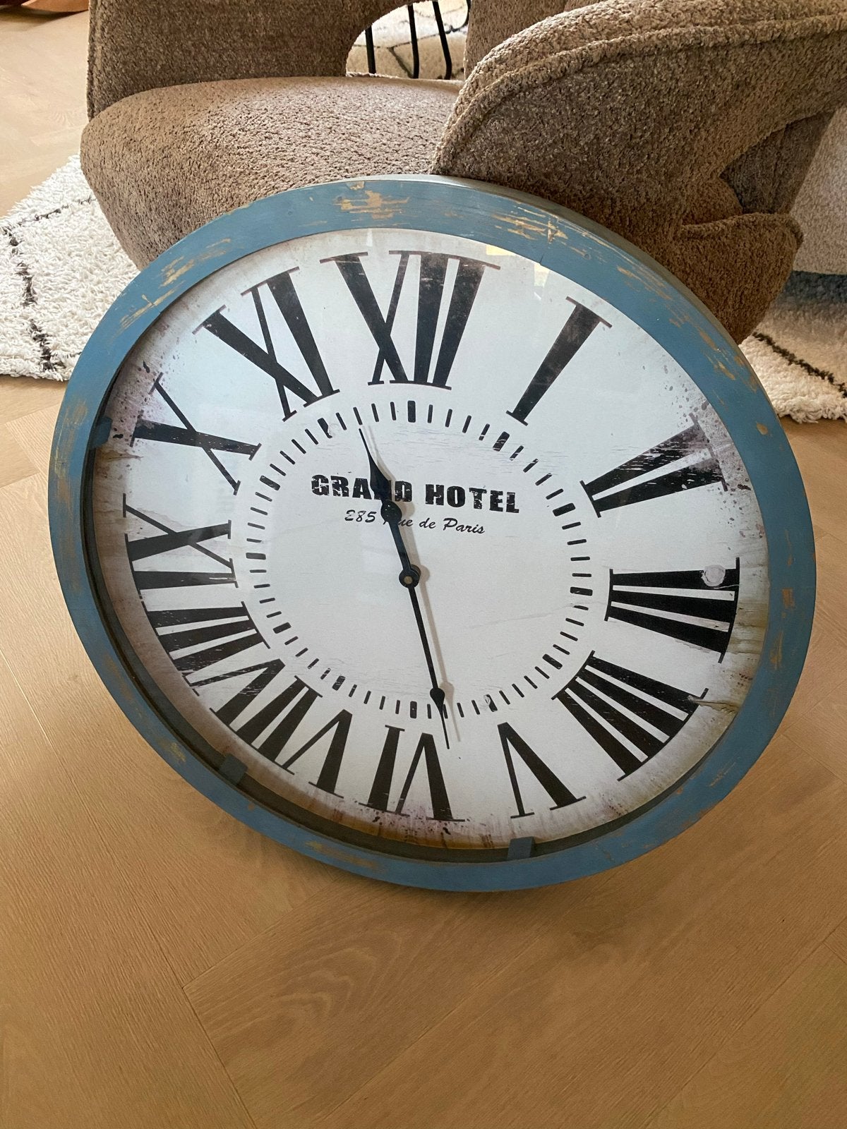 Grote wandklok 'Grand Hotel', Ophalen, Vintage, Analoog, Werkt op batterijen
