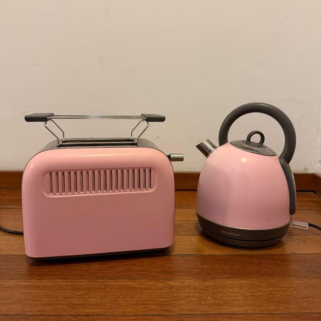 Roze Keukenset: Silvercrest Waterkoker + Broodrooster, Ophalen, Gebruikt