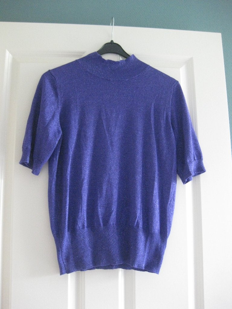 Hema Glitter Top Korte Mouw Maat L, Verzenden, Paars, Maat 42/44 (L), Zo goed als nieuw