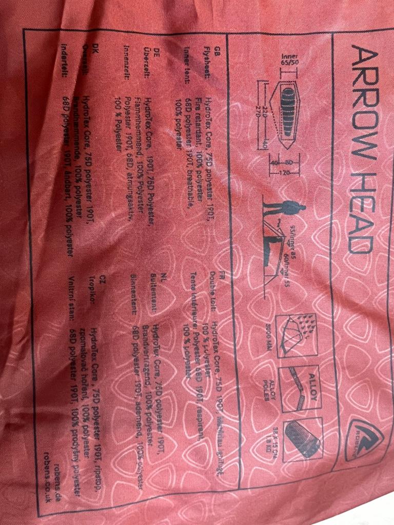 Robens arrow head 1 persoons tent, Ophalen of Verzenden, Nieuw