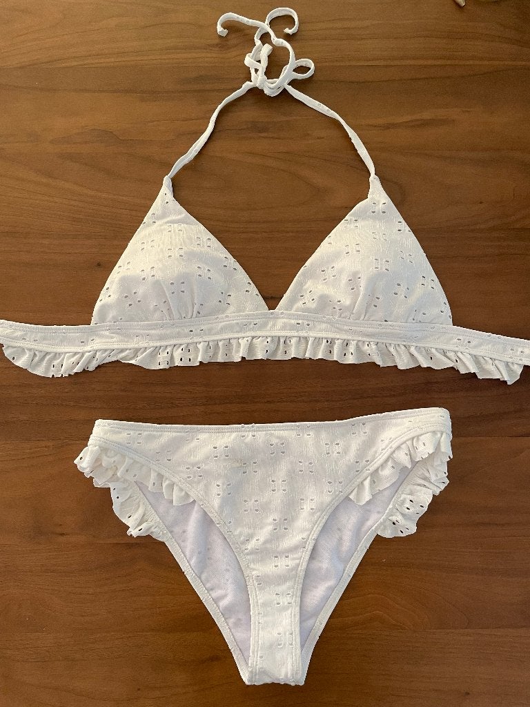 Z.g.a.n. witte broderie bikini maat S (75), Verzenden, Wit, Zo goed als nieuw, Bikini