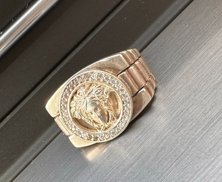 Versace Zilveren Ring 925 met Rolex Schakels, Gebruikt, Ophalen of Verzenden, Dame of Heer, Zilver
