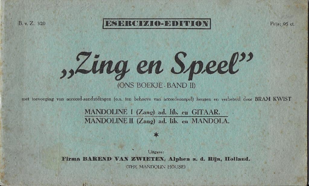 Bo46 bladmuziek zing en speel - mandoline ons boekje band 2, Ophalen of Verzenden, Gebruikt, Artiest of Componist, Klassiek