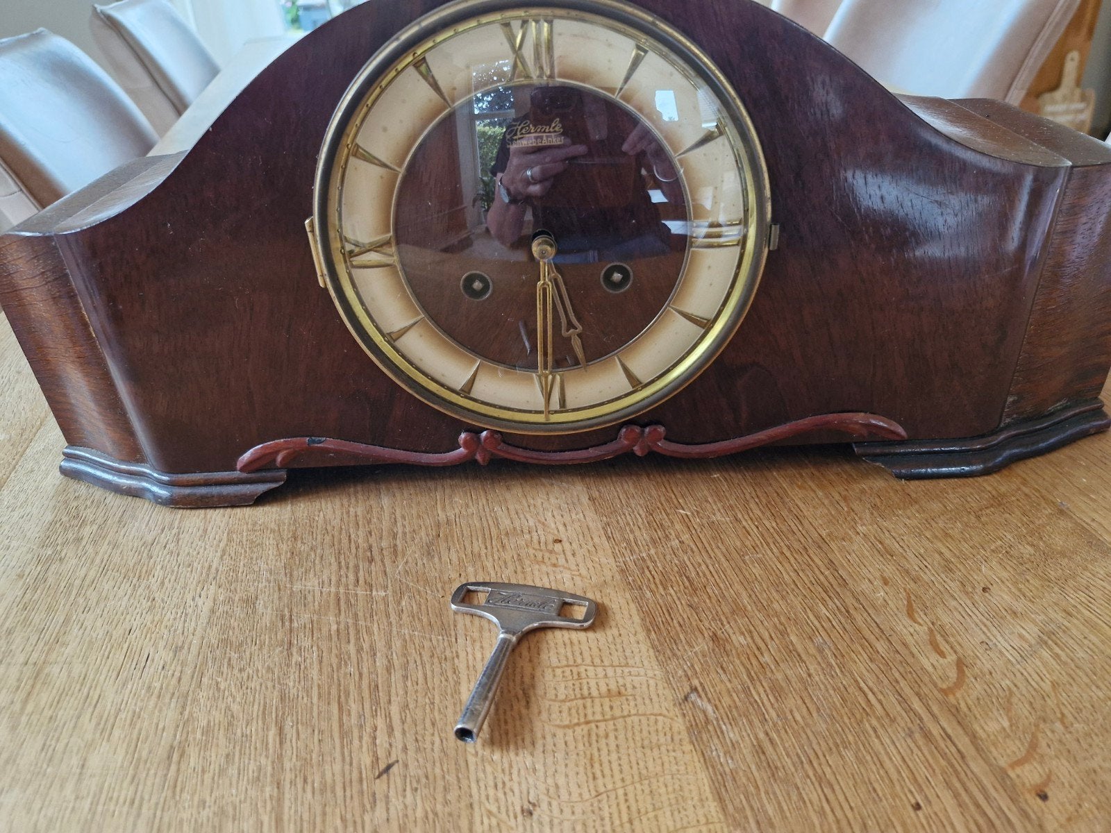 Vintage Hermle Schwebanker pendule - slagwerk werkt, Antiek en Kunst, Antiek | Klokken, Ophalen of Verzenden