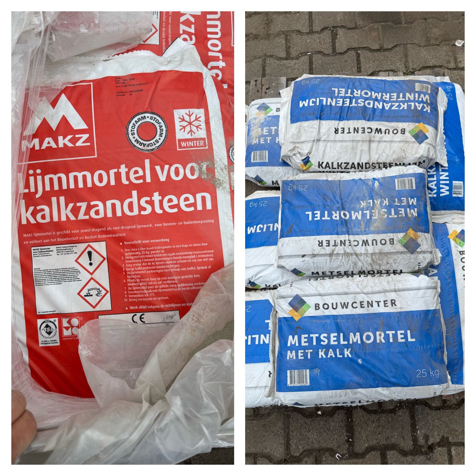 20 zakken mortel / lijmmortel 25 kg – nieuw, Ophalen, Zo goed als nieuw