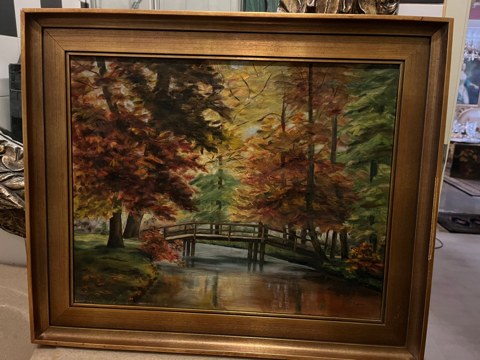 Antiek olieverf landschap schilderij, Ophalen