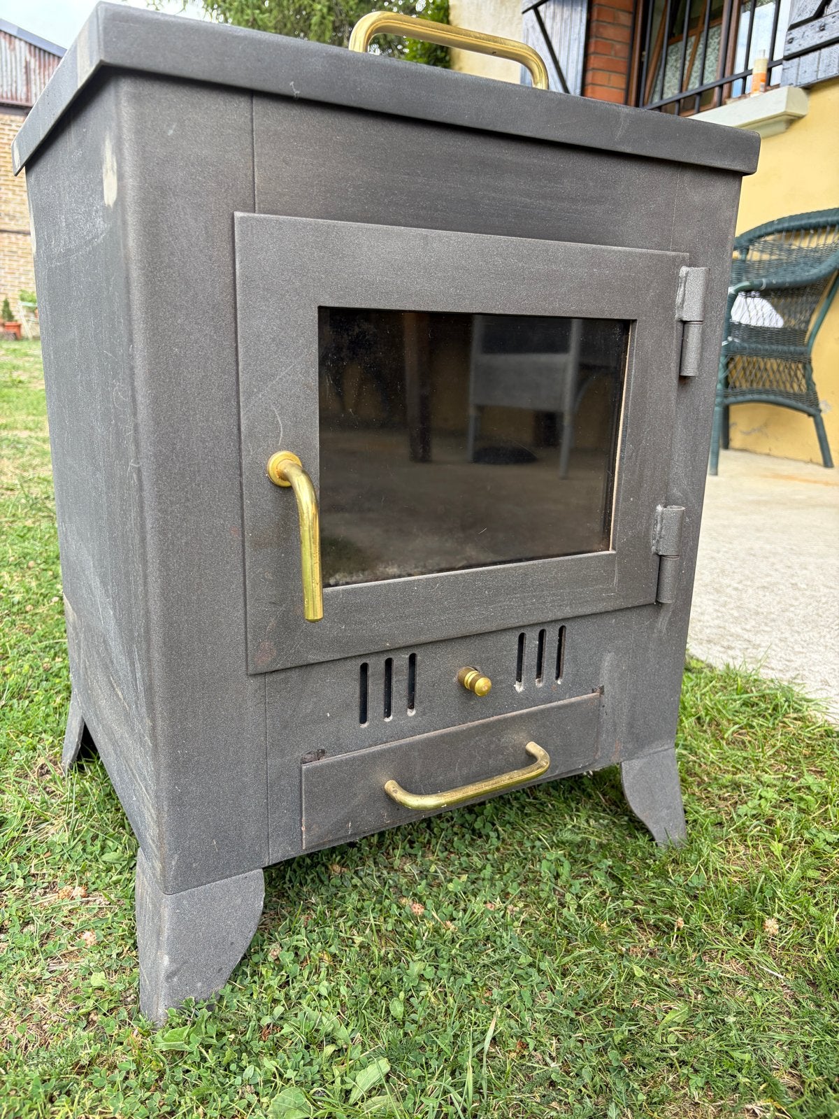 Houtkachel met bovenruimte voor koken/warmhouden, Huis en Inrichting, Kachels, Gebruikt, Houtkachel, Ophalen of Verzenden, Vrijstaand