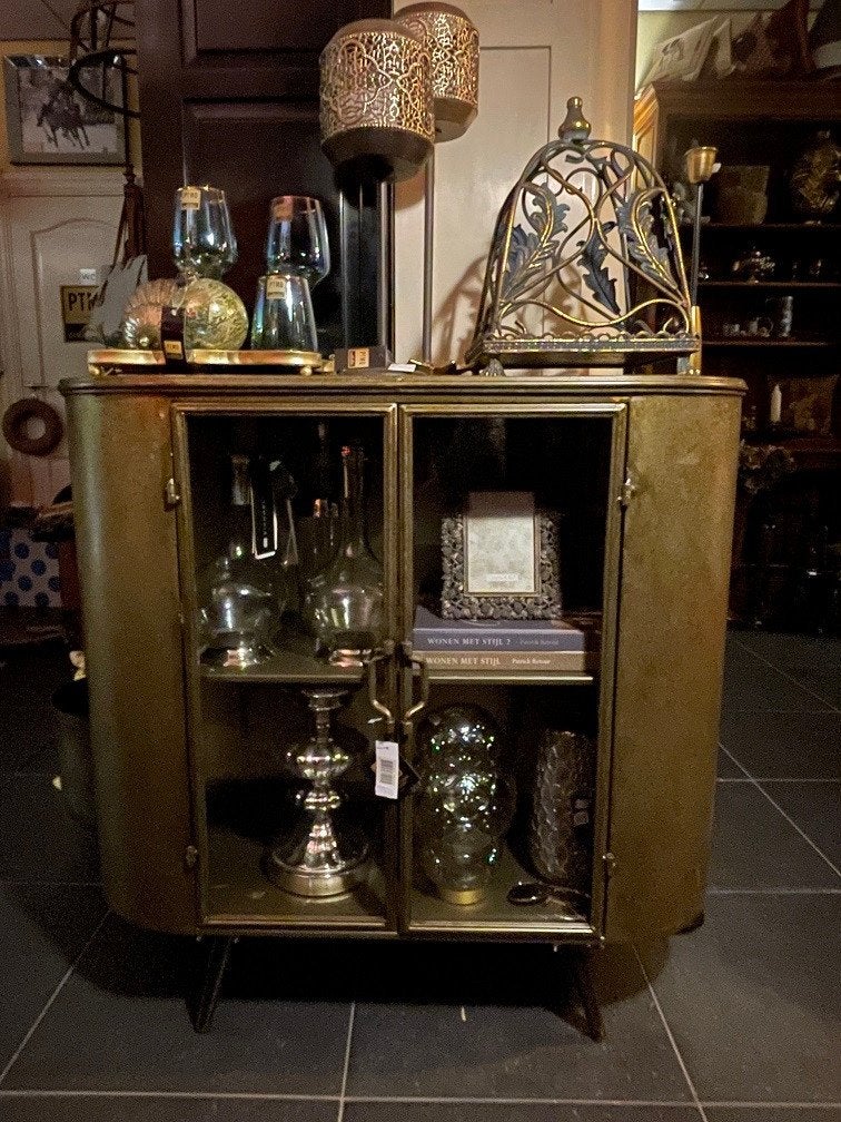 Goud metalen barmeubel - dressoir - drankenkastje – vitrine, Huis en Inrichting, Barren, Ophalen, Pietseweg 13A Oud Gastel, Info@ptmd.nl