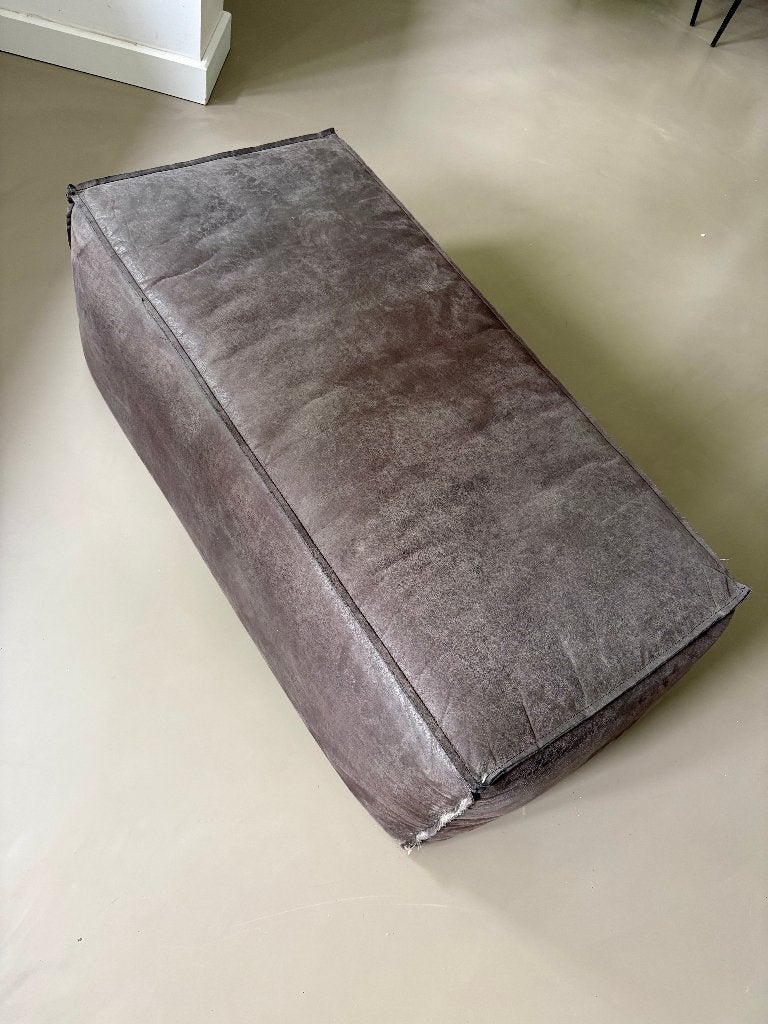 WOOOD poef Rodeo - chocolade bruin - ecoleer - 120x60cm, Ophalen, 100 tot 125 cm, Zo goed als nieuw, Leer