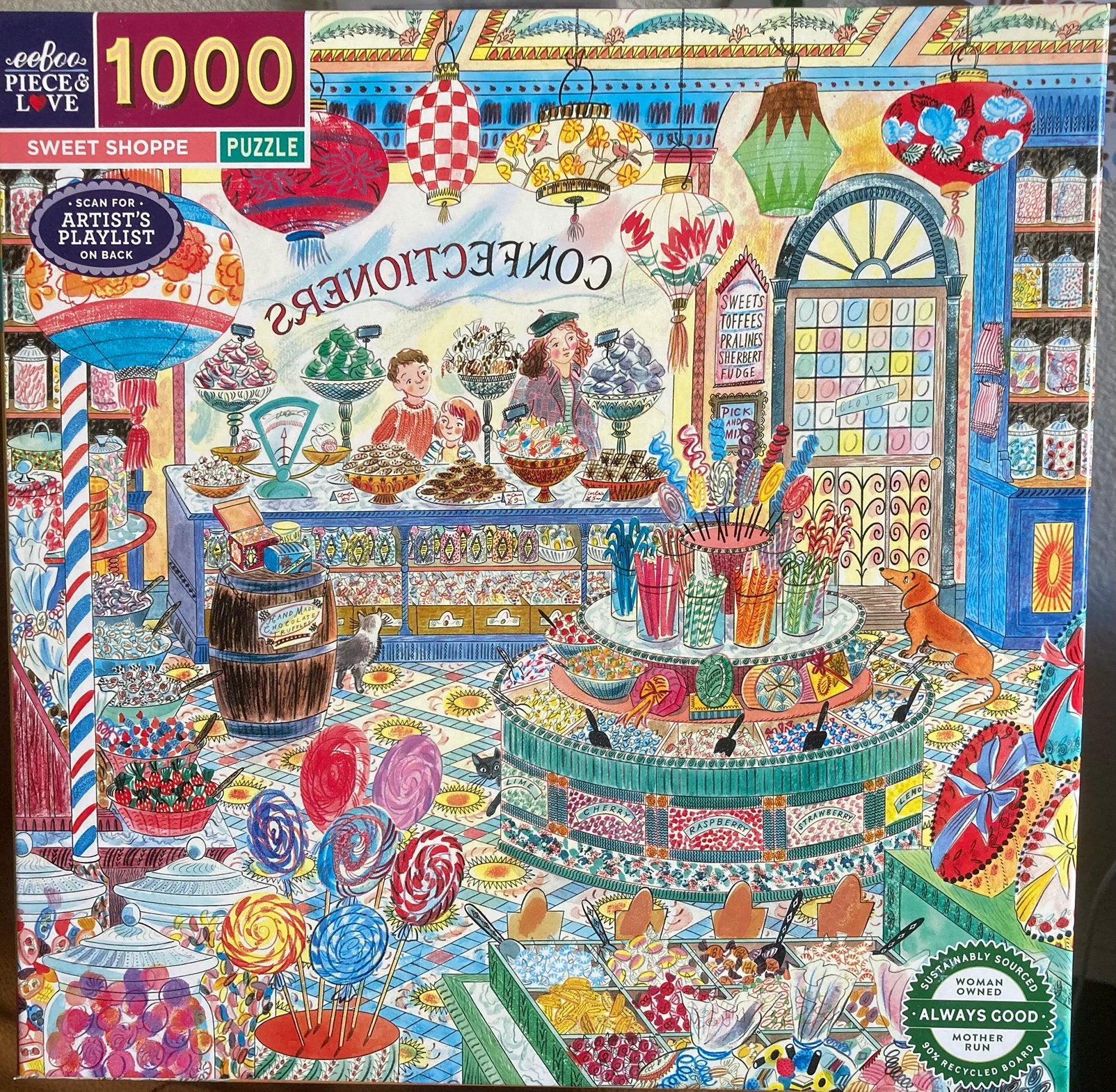 EeBoo 1000🧩 Sweet Shoppe, Hobby en Vrije tijd, Denksport en Puzzels, Ophalen of Verzenden, 500 t/m 1500 stukjes, Zo goed als nieuw