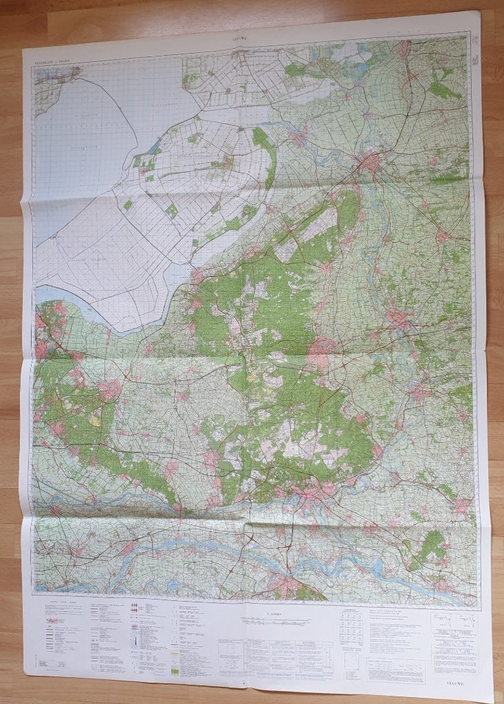 Heel grote DETAILKAART Veluwe, Amersfoort, Apeldoorn, Zwolle, Ophalen of Verzenden, Zo goed als nieuw