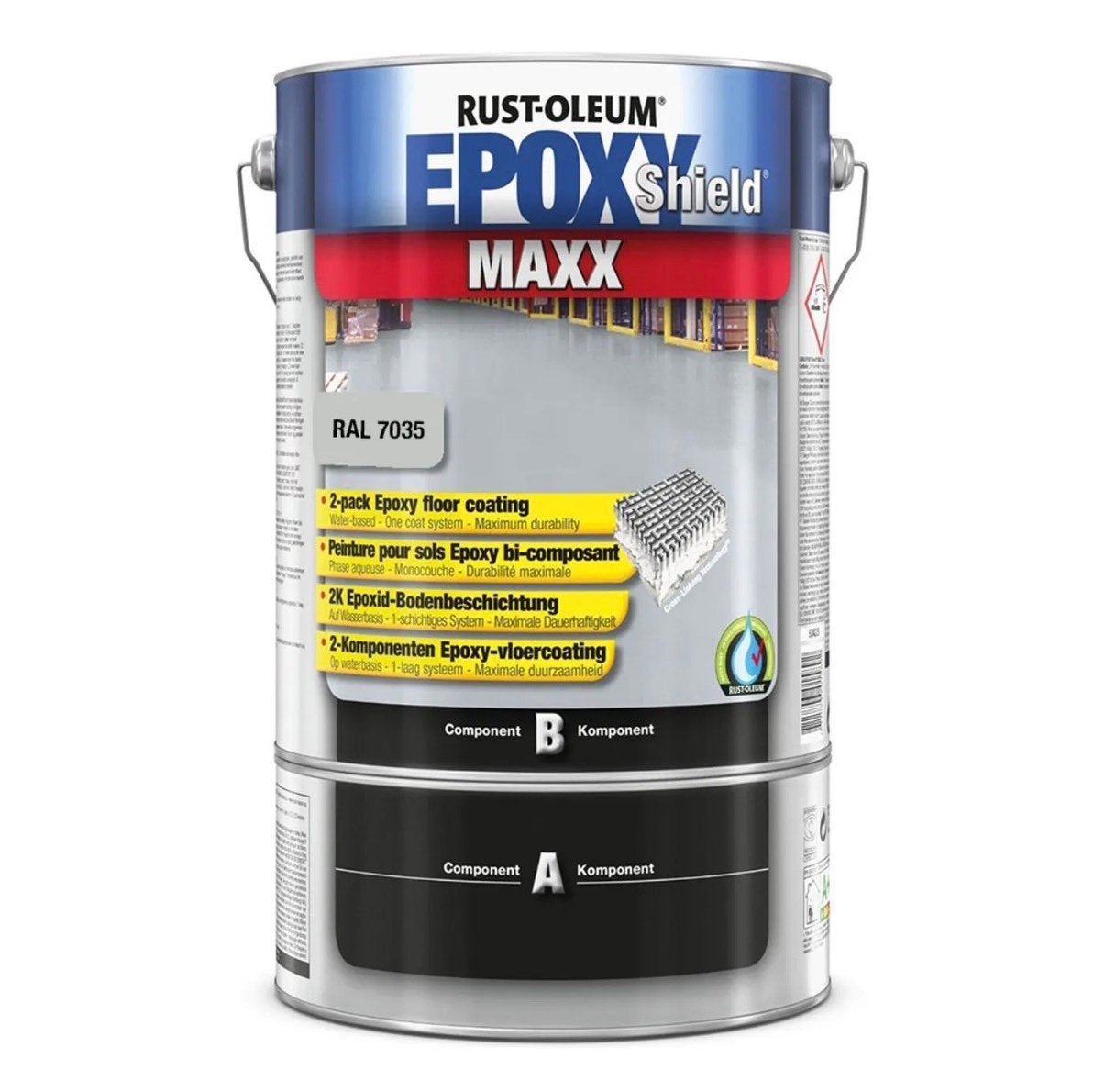 Rust-Oleum EpoxyShield MAXX Vloercoating - lichtgrijs - 10L, 10 tot 15 liter, Ophalen, Nieuw, Grijs
