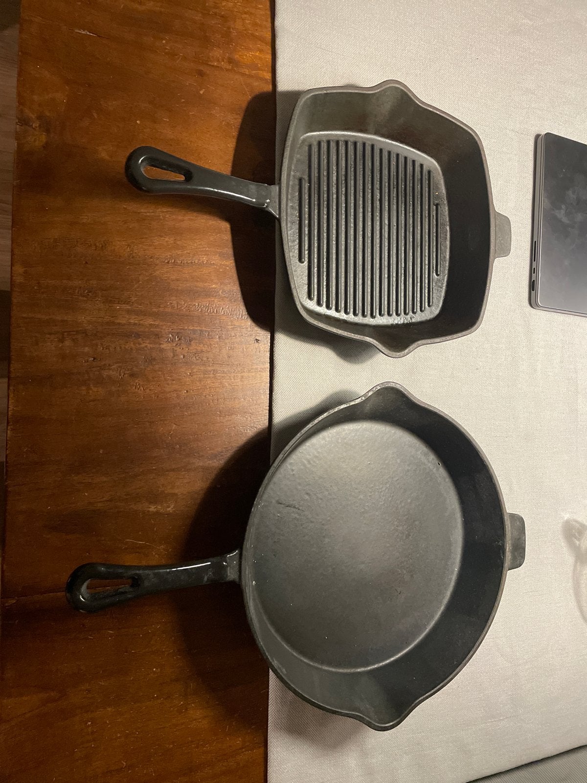Gietijzeren Koekenpan en Grillpan Set, Ophalen, Koekenpan, Gebruikt, Gietijzer