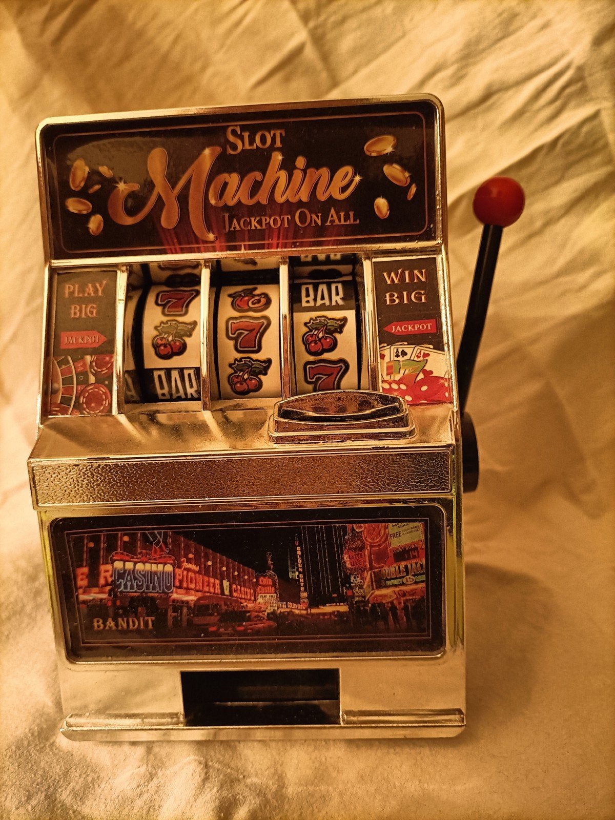 Spaarpot Gokkast Slot Machine - Vintage Design, Ophalen of Verzenden, Gebruikt, Kunststof, Overige thema's