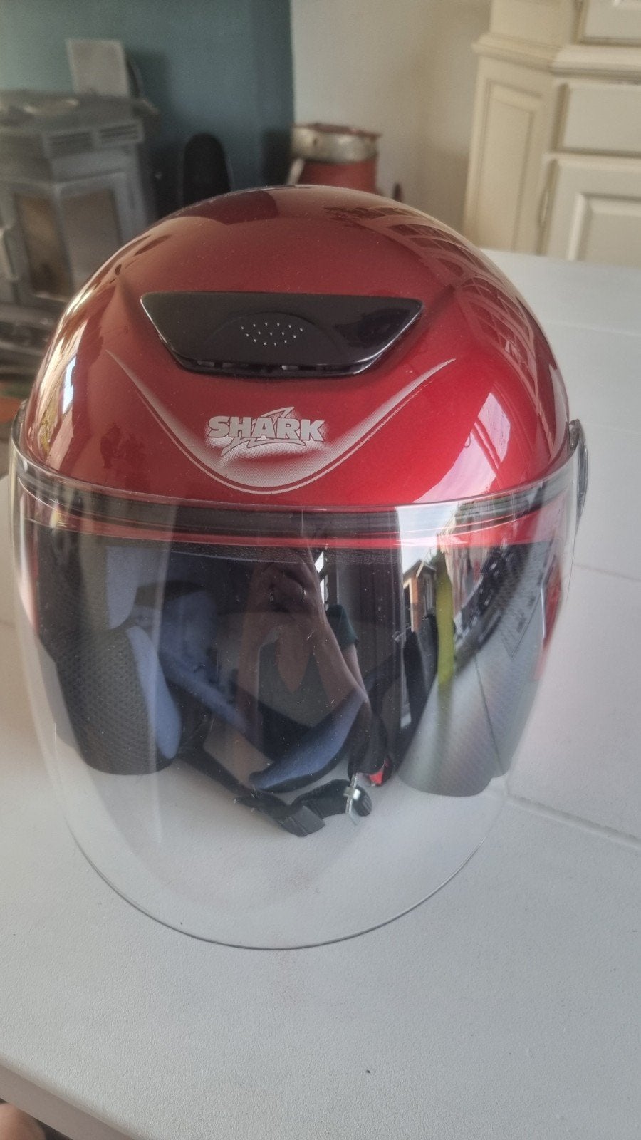 Shark Slideline Fusion scooterhelm maat M rood, Ophalen of Verzenden