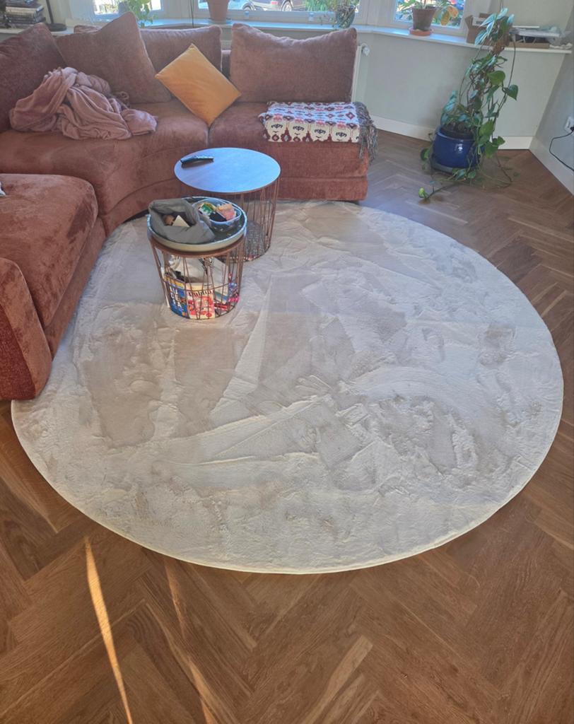 Zacht rond vloerkleed - Crème/Beige, Ø230cm, Ophalen, Crème, Rond, 200 cm of meer