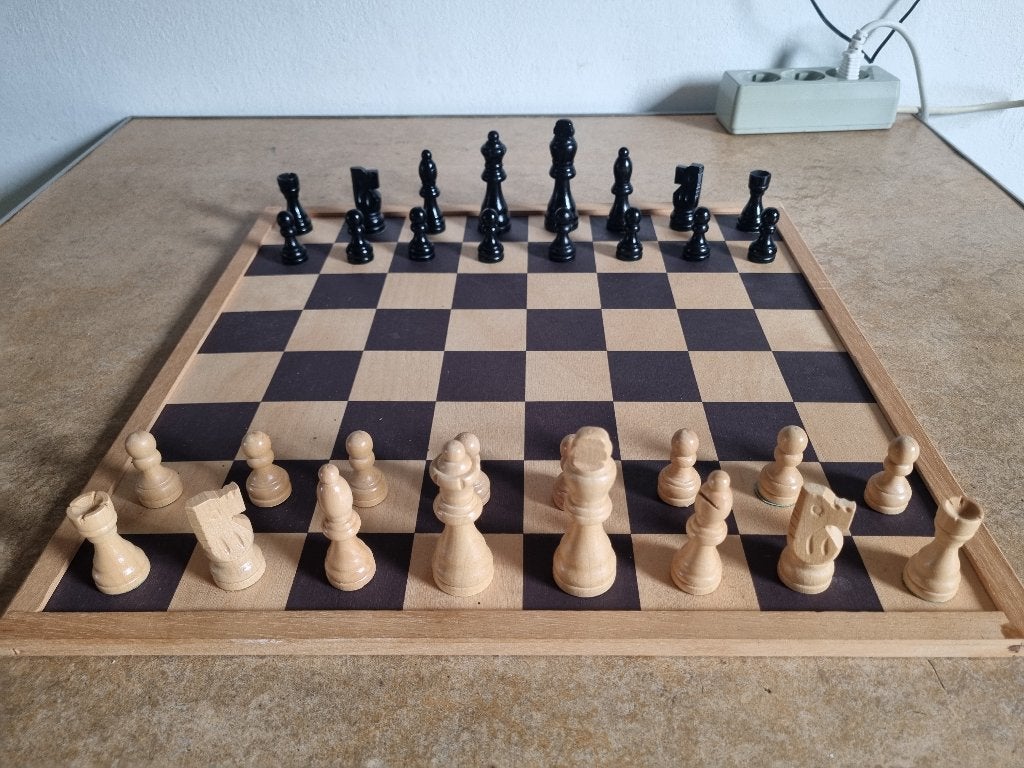 Vintage schaak- en damspel, Ophalen of Verzenden, Gebruikt