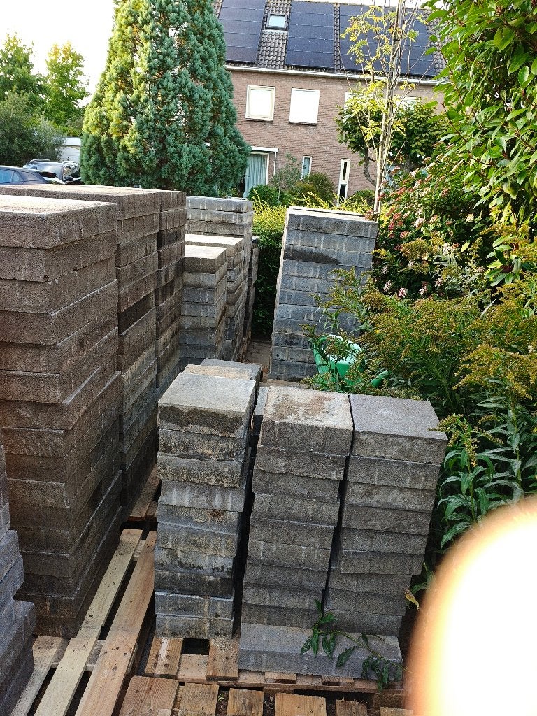 Betontegels 50x50 8 cm dik voor Oprit & Terras 40m2, Ophalen, Gebruikt, 10 m² of meer, Beton