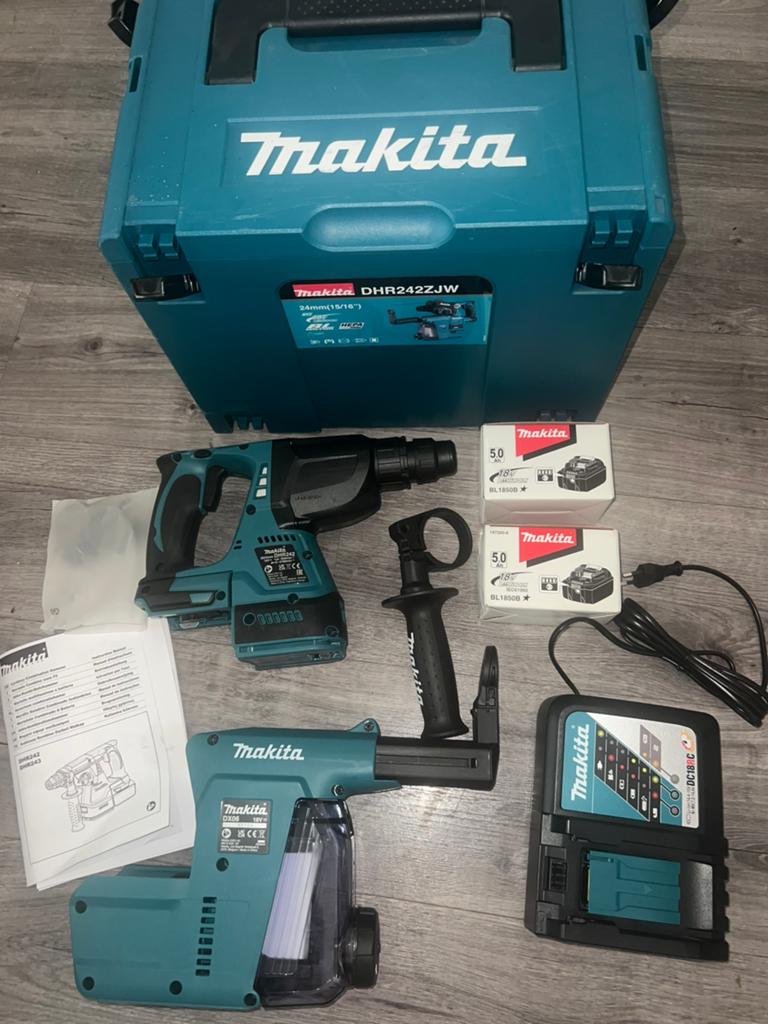 Nieuwe Makita DHR242RTJW 18V Li-Ion SDS-Plus Accu Combihamer, 600 watt of meer, Boor- en/of Breekhamer, Variabele snelheid, Nieuw