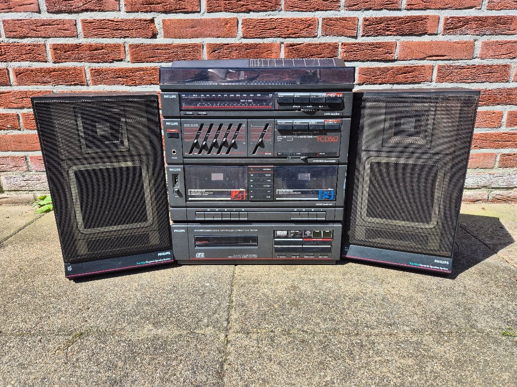 Vintage Philips FCD562/30 platenspeler + 2x luidsprekers, Ophalen, Philips, Gebruikt, Automatisch