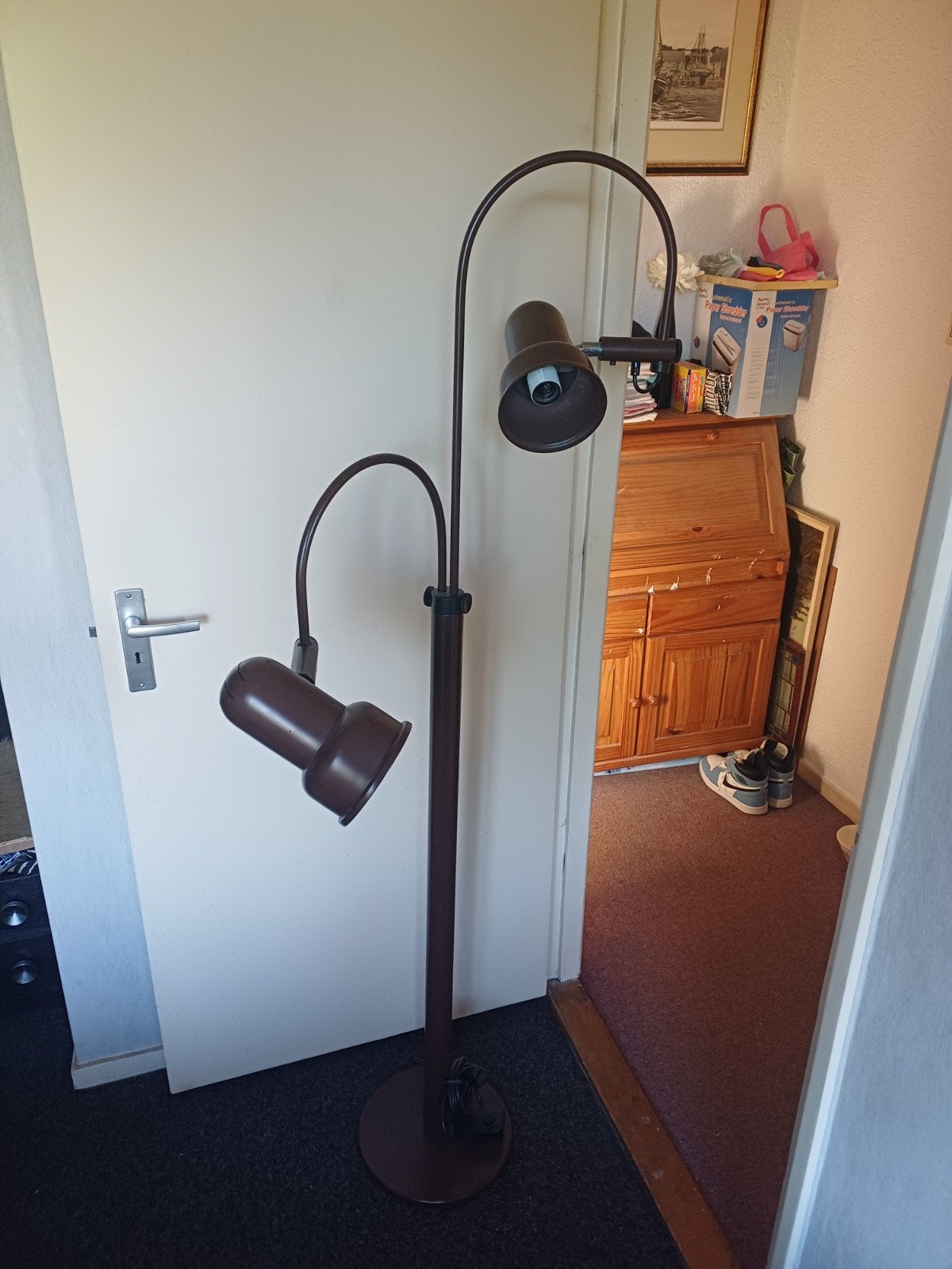 vintage orginele mid.century bruin gepo vloerlamp, Ophalen of Verzenden, 150 tot 200 cm