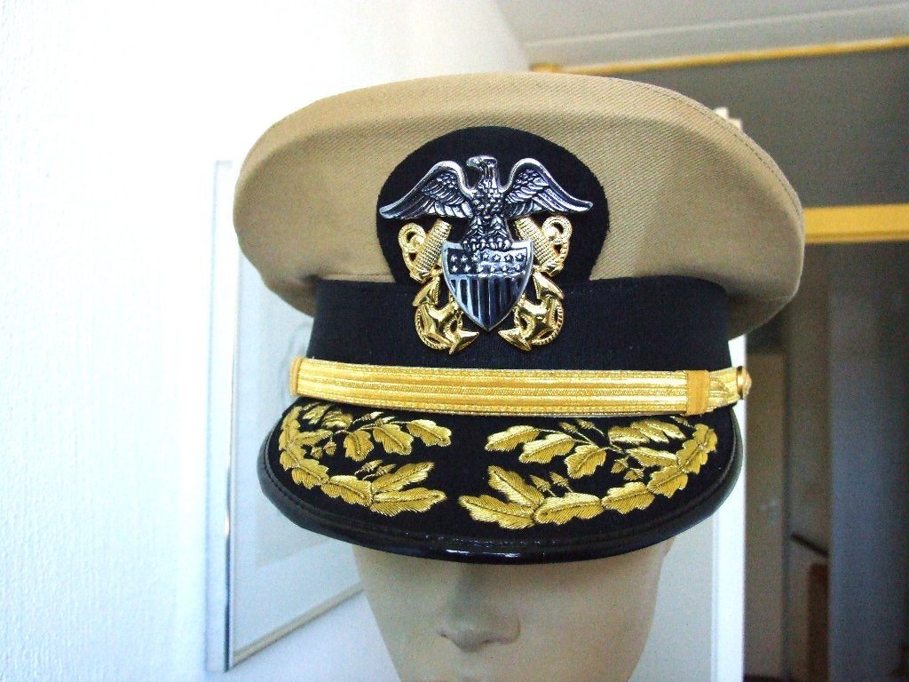 Pet,Kepi,US,Navy,USN,Admiraal,Khaki, Ophalen of Verzenden, Marine, Amerika, Helm of Baret